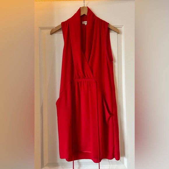 Wilfred size small red/coral mini tie up sleeveless dress - Picture 1 of 7
